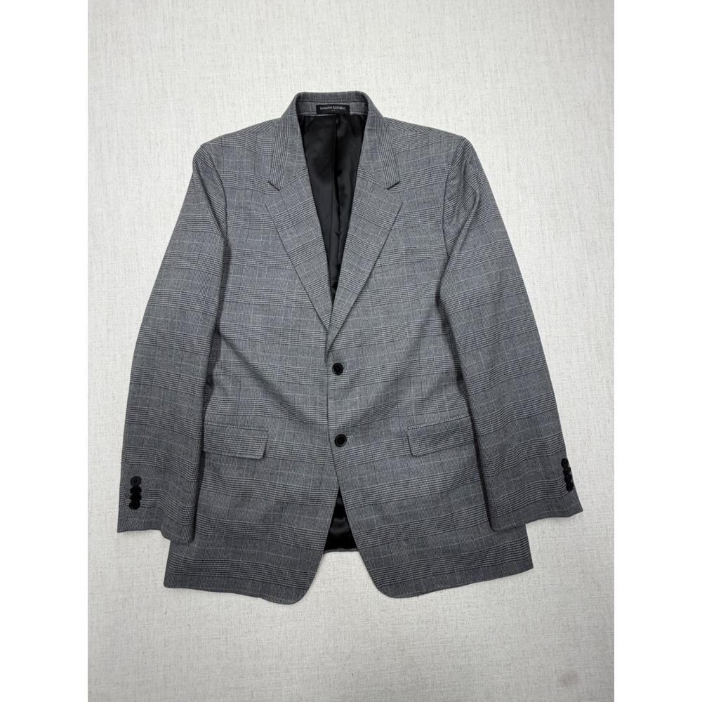 Banana Republic Mens 44 Regular Tailored Fit Grey Glen Plaid Blazer Jacket